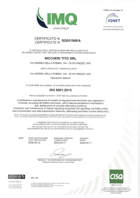 Certificazione IMQ ISO 9001